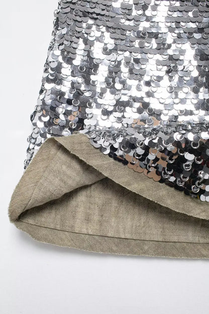 Women's Glitter Sequin Open Vest – Tailored Sparkle for Autumn Nights