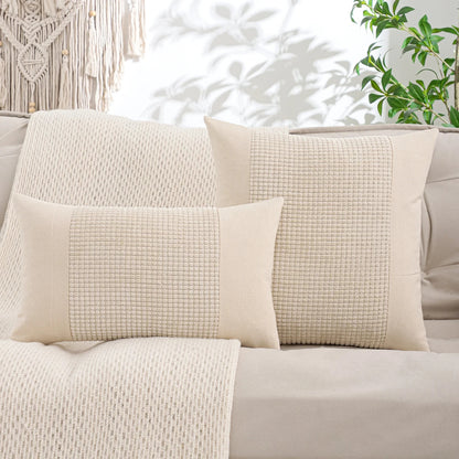 Textura Linear: Jacquard Canvas Pillow Cover