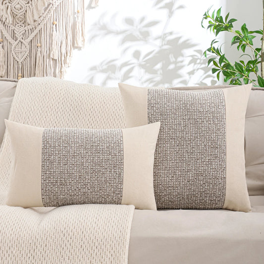 Textura Linear: Jacquard Canvas Pillow Cover