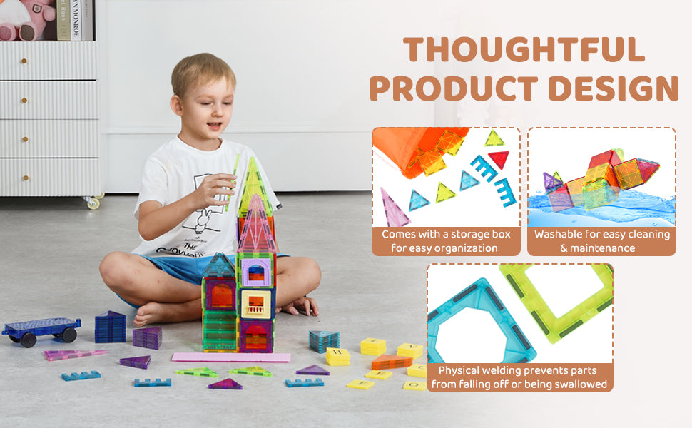 MagnetLab 121: 121-Piece Magnetic Tiles STEM Set (Ages 3–8)