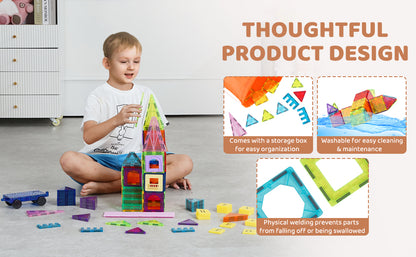 MagnetLab 121: 121-Piece Magnetic Tiles STEM Set (Ages 3–8)