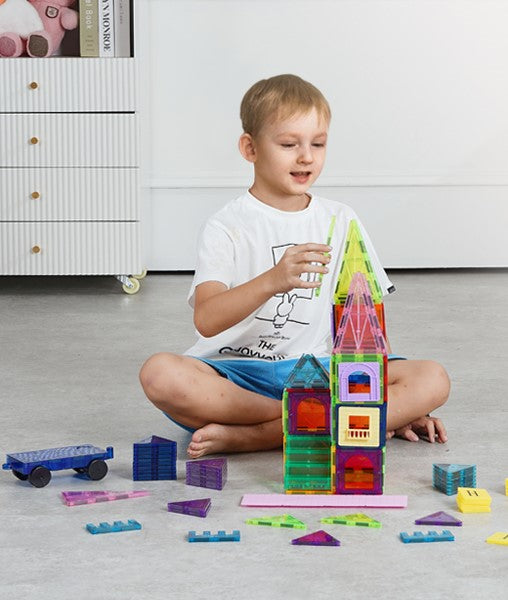 MagnetLab 121: 121-Piece Magnetic Tiles STEM Set (Ages 3–8)