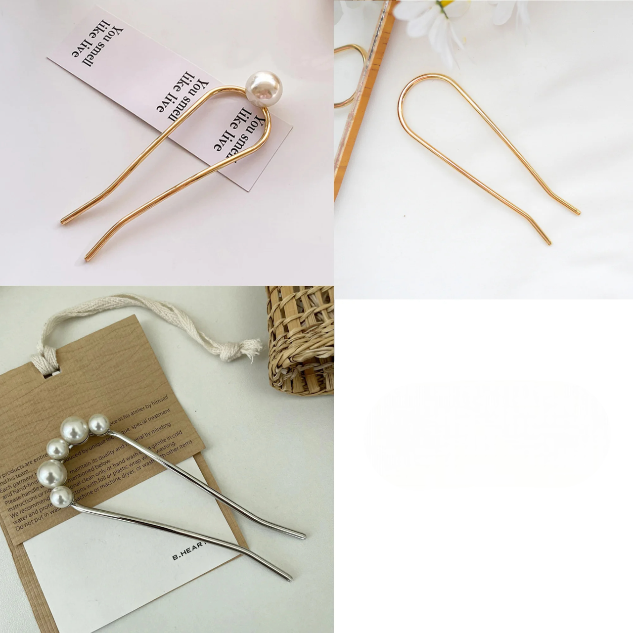 Lunar Pin: U-Shaped Pearl Hair Stick for Elegant Styling