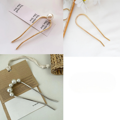 Lunar Pin: U-Shaped Pearl Hair Stick for Elegant Styling