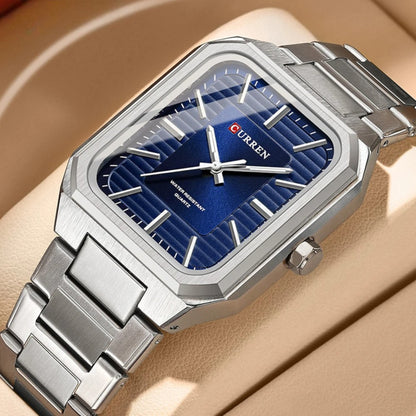 Edge Time: Rectangular Stainless Steel Business Watch for Men