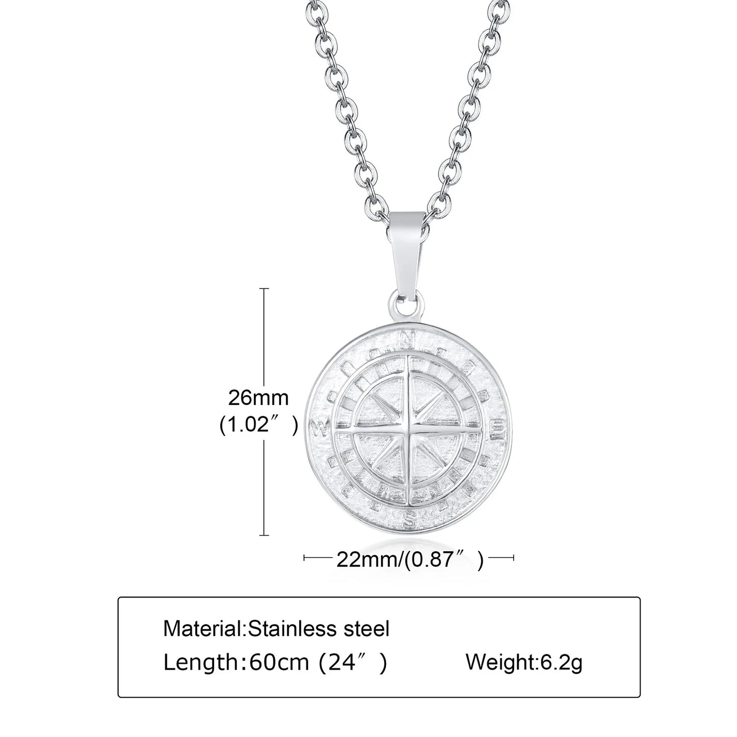Compass Layer: Stainless Steel Travel Pendant Necklace for Men